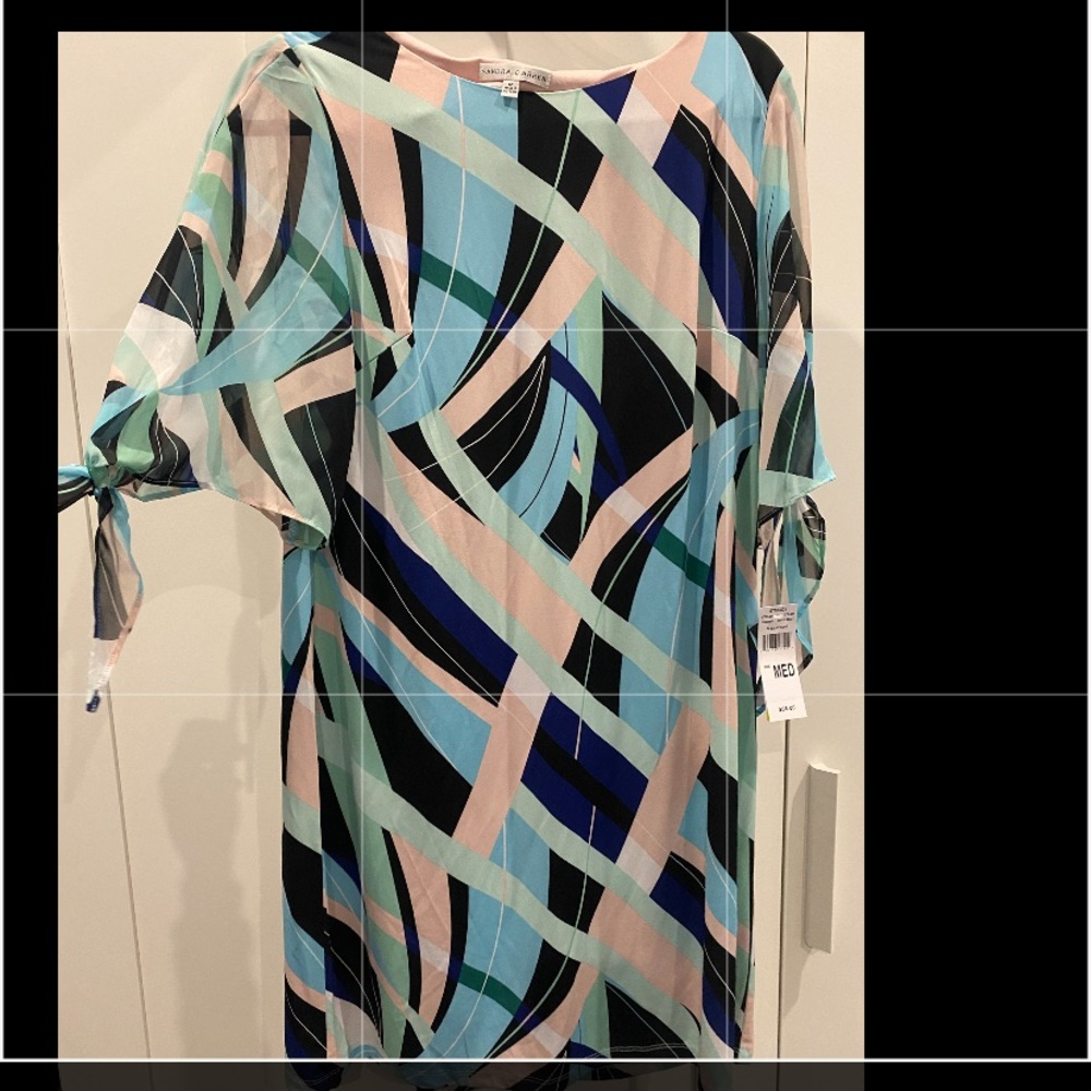 Dress with see through short bow sleeves